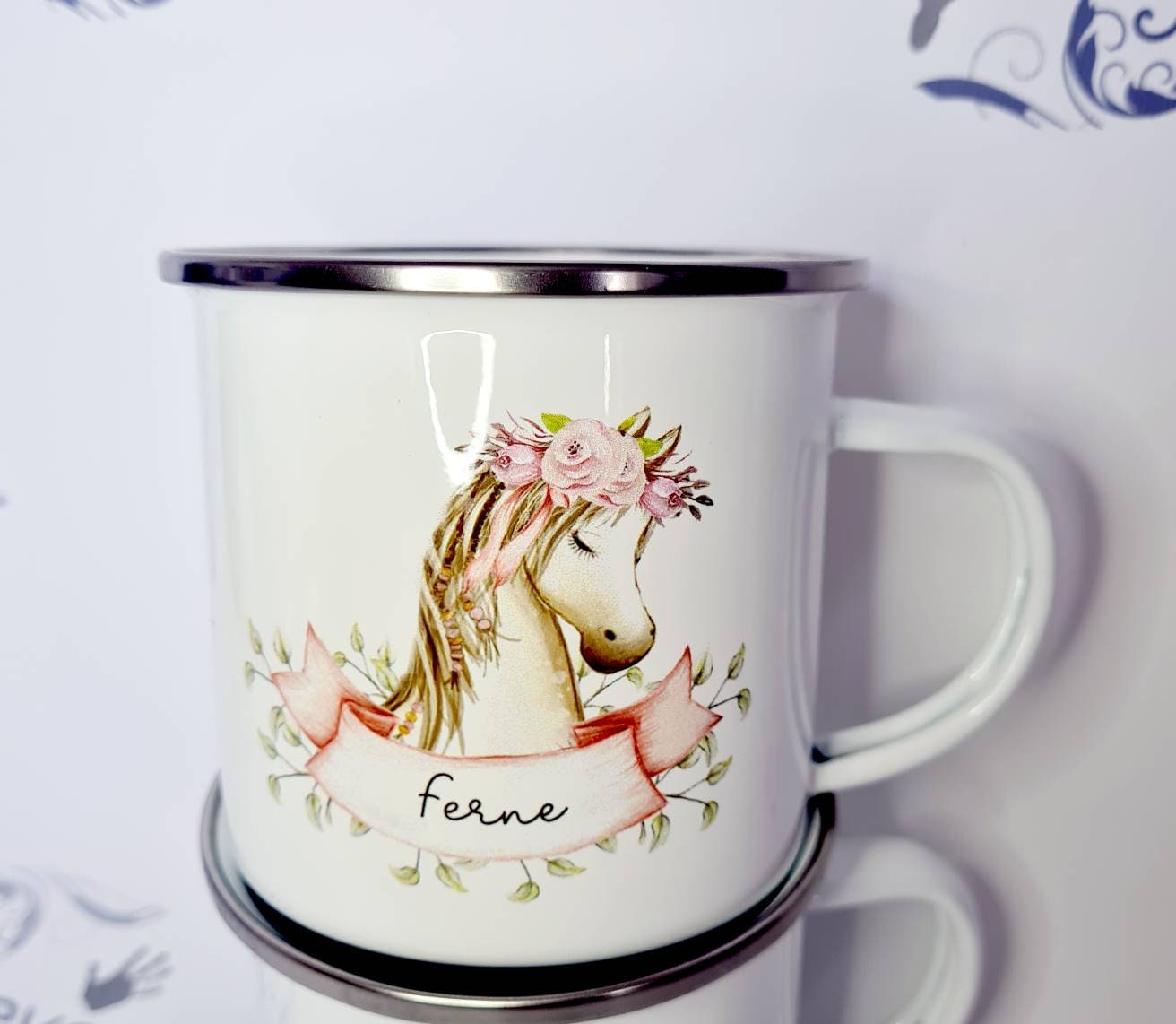 personalised pony mug, personalised children's mug, girls horse mug