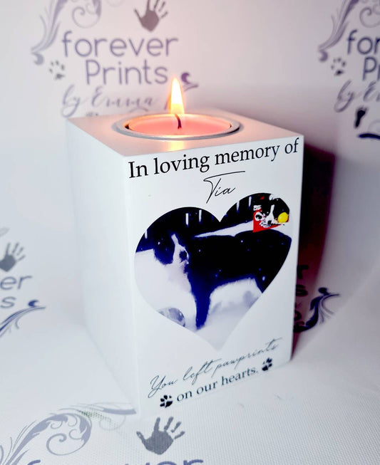 Wooden photo pet candle, pet memory candle, photo candle