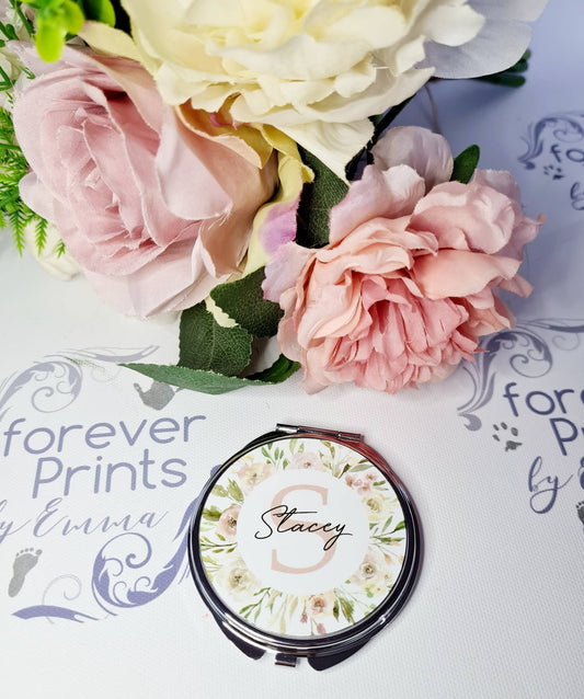 wedding compact mirror, bridesmaid gift, maid of honour gift, flower girl gift