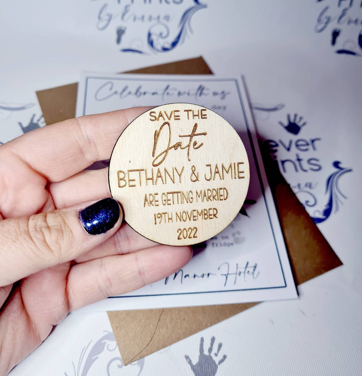 wedding save the date, wooden engraved save the date magnets