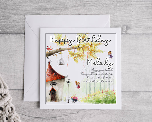 personalised birthday card, fairy card
