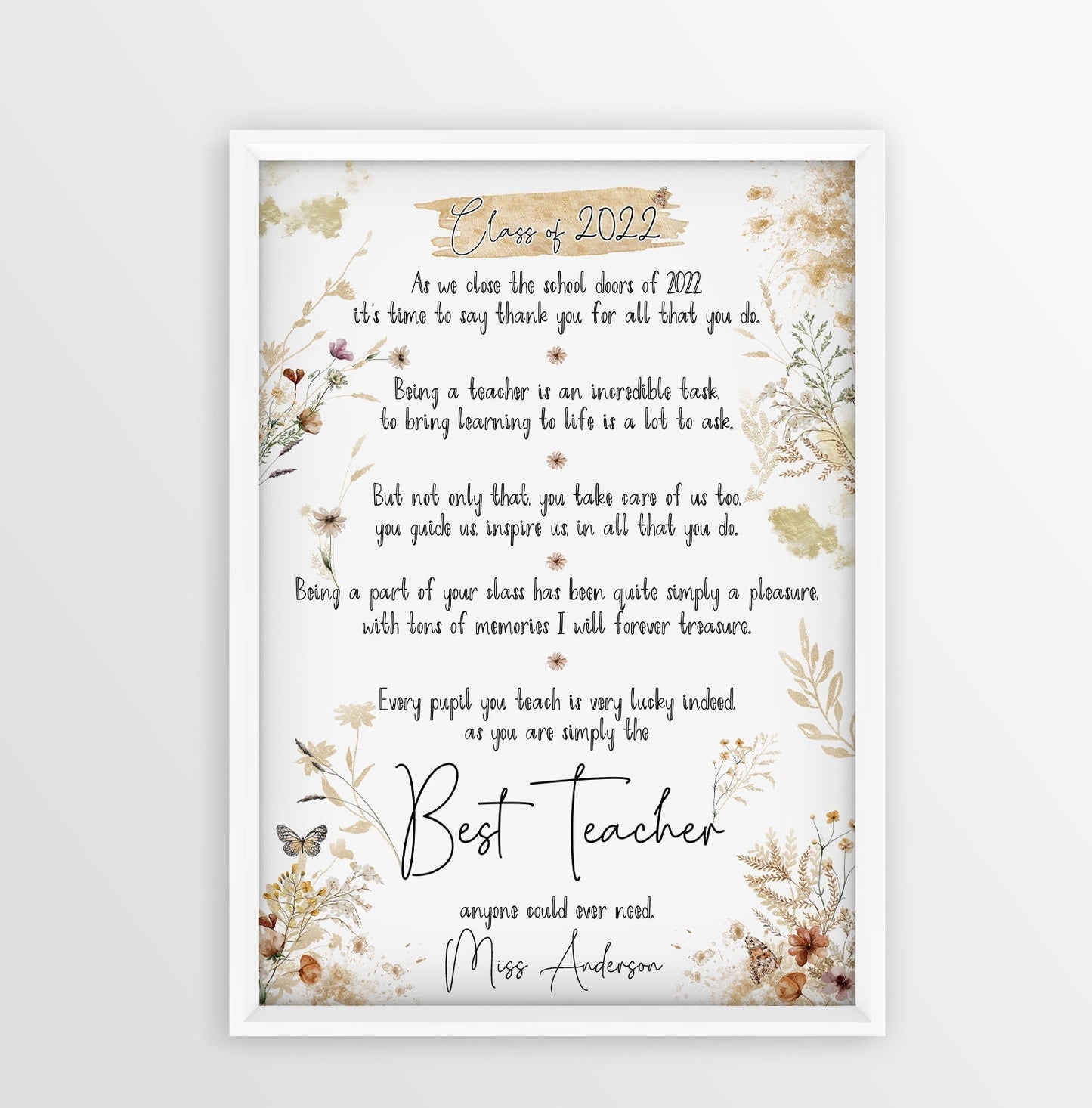 2022 teacher gift, teacher print, thankyou teacher A4 or A3 print, class of 2022