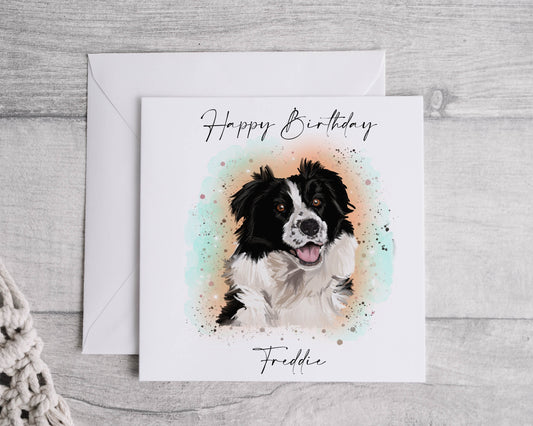 Collie birthday card, dog birthday card, personalised birthday card