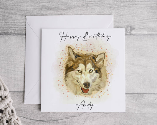 Malamute birthday card, dog birthday card, personalised birthday card