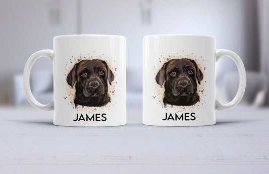 Chocolate lab mug, personalised pet cup